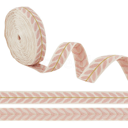 about 10.5~11 yards Ethnic Style Polycotton Jacquard Leaf Ribbons OCOR-GO0001-15B-1