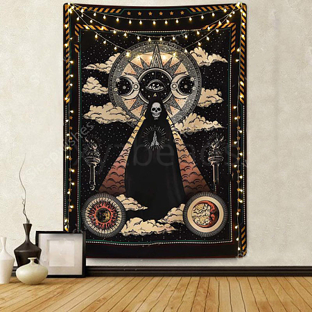 Halloween Theme Skull Polyester Wall Hanging Tapestry HAWE-PW0001-114B-1