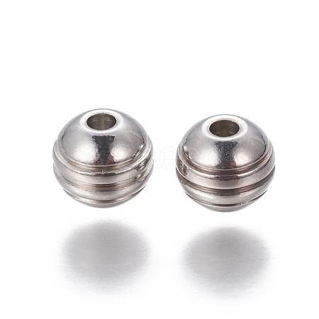 201 Stainless Steel Grooved Beads STAS-P239-04P-1