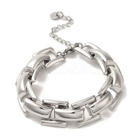 Non-Tarnish 304 Stainless Steel Rectangle Link Chain Bracelet BJEW-Q776-01P-1