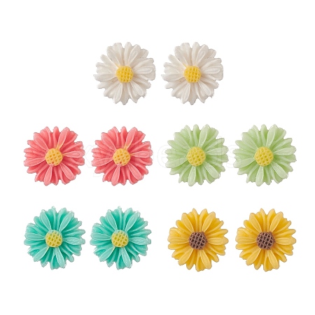 Resin Flower Stud Earrings X-EJEW-JE05230-1