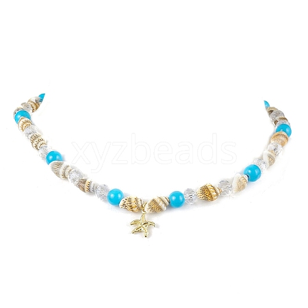 Natural Sea Shell Beaded Necklaces NJEW-JN04796-02-1