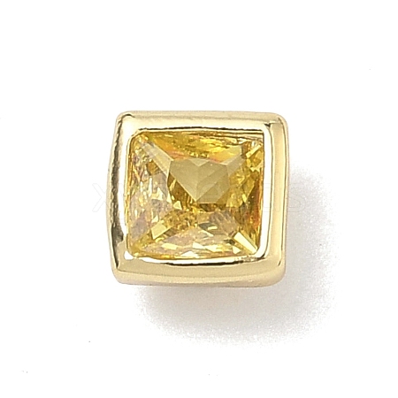 Square Brass Micro Pave Cubic Zirconia Cabochons KK-P345-13G-E06-1