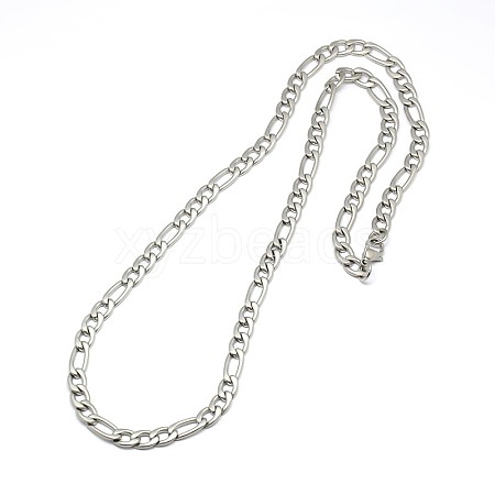 Fashionable Matte 304 Stainless Steel Figaro Chain Necklaces for Men STAS-A028-N017MP-1