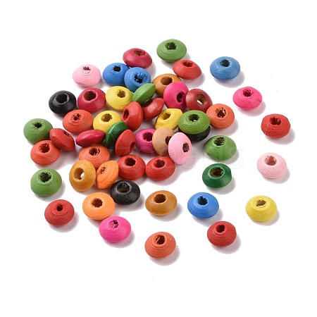 Spray Painted Rondelle Wood Beads WOOD-G008-01B-1