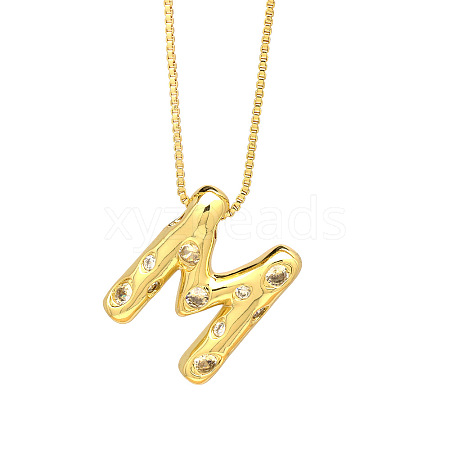 Brass Micro Pave Clear Cubic Zirconia Initial Pendant Necklaces FS-WGF17D9-18-1