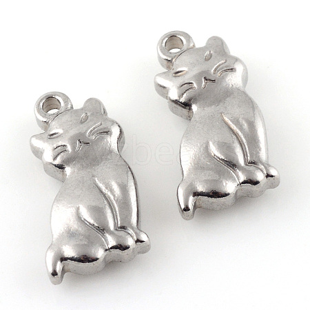 Non-Tarnish 201 Stainless Steel Kitten Pendants X-STAS-Q195-24-1