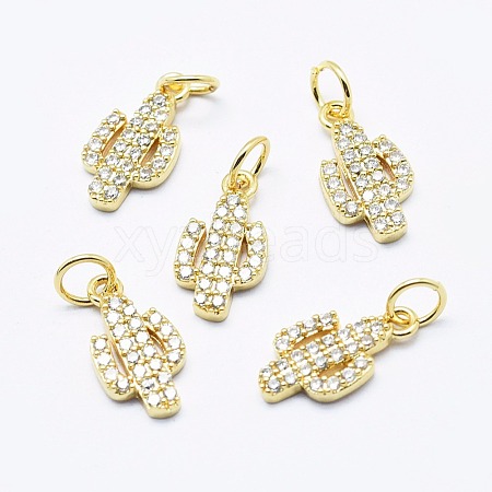 Brass Micro Pave Cubic Zirconia Charms ZIRC-G130-26G-01-NR-1