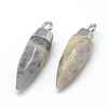 Natural Flower Agate Pointed Pendants G-Q495-06P-2