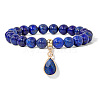 Natural Lapis Lazuli Beaded Stretch Bracelets PW-WGB60EB-10-1