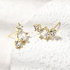 Flat Round Brass Micro Pave Clear Cubic Zirconia Stud Earrings EJEW-C186-03G-2