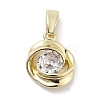 Brass Micro Pave Clear Cubic Zirconia Pendants ZIRC-L104-011G-1