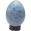 Natural Celestite/Celestine Egg Statue with Wood Base PW-WG81032-01-2