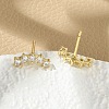 Brass Micro Pave Clear Cubic Zirconia Stud Earrings EJEW-R016-26G-15-3