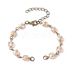 Square Faceted Glass Beaded Link Chain Bracelet Making AJEW-JB01150-49-1