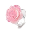 Glitter Powder Rose Resin Finger Rings RJEW-JR00731-01-4