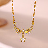 304 Stainless Steel Pave Clear Cubic Zirconia Angel Wings Pendant Necklaces for Women WG752E1-01-1