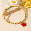 Fashionable Brass Enamel Red Apple Pendant Bracelets UR8735-1