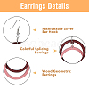 FIBLOOM 6 Pairs 6 Colors Wood Double Ring Dangle Earrings with Iron Pins for Women EJEW-FI0002-38-4