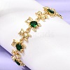 Brass Micro Pave Cubic Zirconia Link Chain Bracelets for Women BJEW-D457-01G-02-1