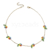 Rainbow Color Glass Beaded Flower Necklaces NJEW-TA00173-02-4