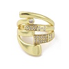 Brass Micro Pave Clear Cubic Zirconia Open Cuff Ring for Women RJEW-M165-03C-G-2