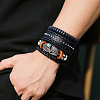 1Pc Cowhide & Imitation Leather Cord Knitted Multi-strand Bracelets AJEW-GF0011-50E-7