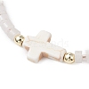 Natural White Jade Beads Link Bracelets for Women Men BJEW-JB11467-02-3