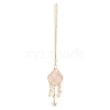 Natural Rose Quartz with Rack Plating Brass Pendants Decorations AJEW-B023-01G-06-1