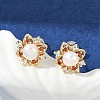 Brass Imitation Pearl Stud Earrings KK-D301-07G-5