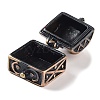 Carved Cuboid Rack Plating Brass Prayer Box Pendants LS-KK-L101-16R-NF-5