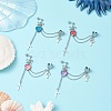 Alloy & Brass & Resin Heart with Fish Scale Shape & Bowknot Stud Earrings EJEW-JE06230-1