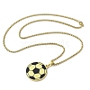 304 Stainless Steel Black Enamel Football Pendant Box Chain Necklaces NJEW-H055-05G-4