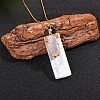 Natural Quartz Crystal & Selenite Rectangle Pendant Necklaces PW-WGF8248-07-1