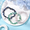 3Pcs 3 Styles Natural Green Aventurine & Rose Quartz & Lapis Lazuli Chips Stretch Bracelets Sets BJEW-JB11076-02-2