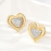 Brass Micro Pave Clear Cubic Zirconia Stud Earrings EJEW-C134-01G-3