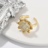 Rack Plating Brass Micro Pave Clear Cubic Zirconia Cuff Rings for Women RJEW-M028-66G-4