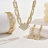 Rectangle Brass with Crystal Rhinestone Jewelry Sets WG47BDD-06-1