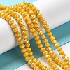 Electroplate Opaque Solid Color Crystal Glass Rondelle Beads Strands EGLA-F049A-01AB-4