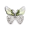 Alloy Crystal Rhinestone Butterfly Brooch Pins with Glitter Epoxy Resin for Clothes Backpack JEWB-T005-06-1