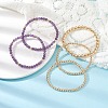 5Pcs 5 Style Natural Amethyst & Brass Beaded Stretch Bracelets Set for Women BJEW-JB09663-01-2