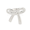 Bowknot Brass Open Cuff Ring for Women RJEW-M176-01B-P-2