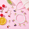 30Pcs 6 Styles Natural Lapis Lazuli & Carnelian & Rose Quartz & Amethyst & Synthetic Moonstone Round Copper Wire Wrapped Pendants PALLOY-GA00028-4