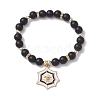 Frosted Natural Black Agate(Dyed & Heated) Beaded Stretch Bracelets BJEW-JB10565-1