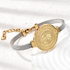 304 Stainless Steel Saint Benedict Bangles for Women BJEW-K295-01A-GP-3
