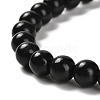 Natural Shungite Round Beaded Stretch Bracelets BJEW-NH0001-01B-2