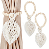 Cotton Macrame Leaf Tassel Curtain Tiebacks AJEW-WH0038-38B-1