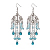 Glass Teardrop Tassel Chandelier Earrings EJEW-TA00184-02-1