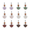 12Pcs 6 Styles Natural Mixed Gemstone Chip Heart Glass Bottle Pendants PALLOY-UN00001-1