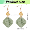 FIBLOOM 2 Pairs 2 Colors Polymer Clay Rhombus Dangle Earrings EJEW-FI0001-05-2